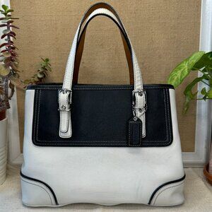 Vintage Coach Hamptons Satchel #9605 Bone with Black trim - Cleaned RTW!